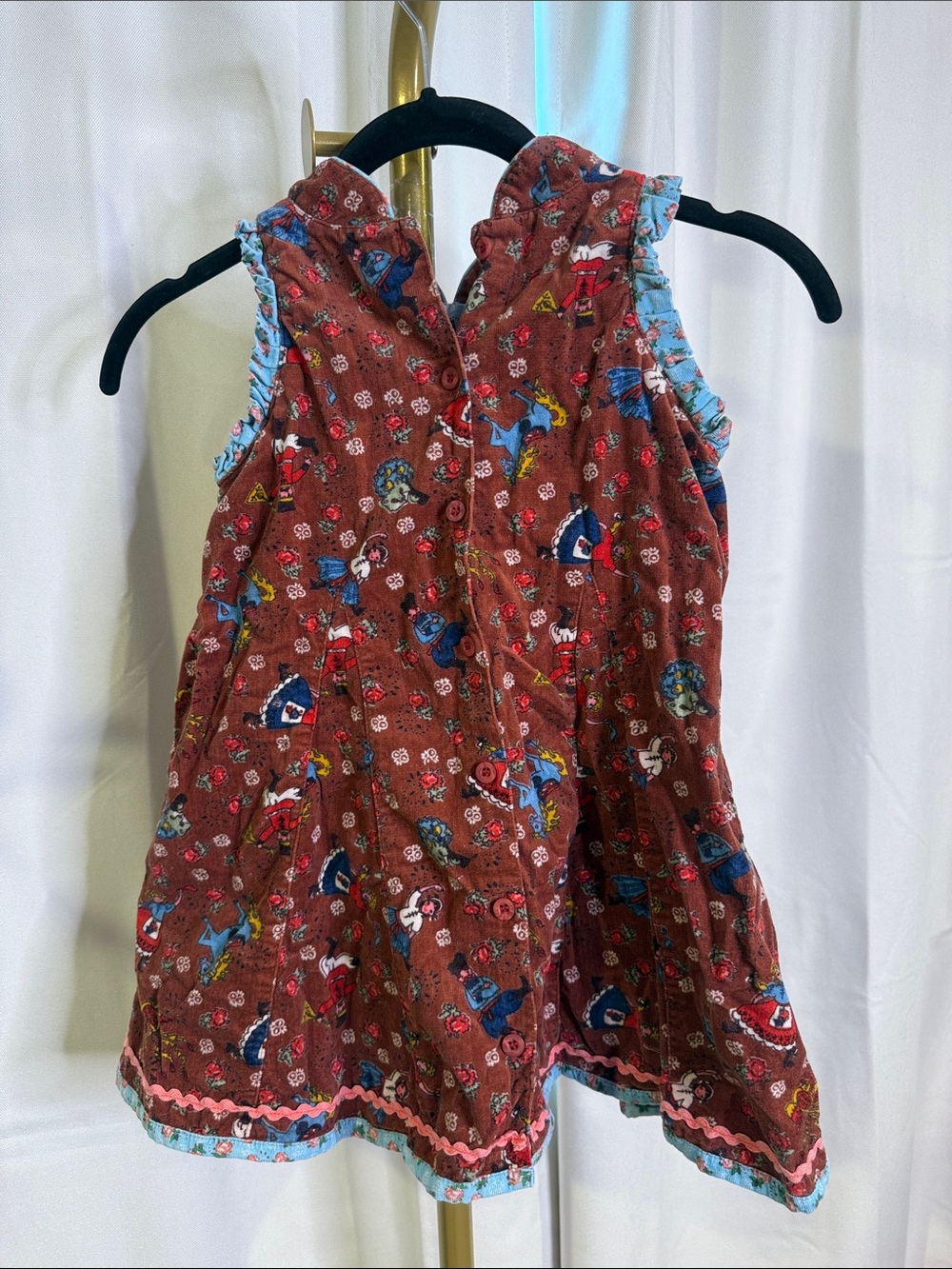 Oilily Vintage Girls 3-4 Little Red Riding Hood Rust Corduroy Sleeveless Dress - Picture 6 of 7